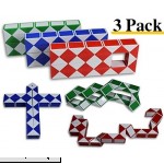 Magic Snake Cube Twist Puzzle Bundle of 3! 36 Wedges! 3 Large Cubes Large 3 Pack Large 3 Pack B077PLQYJH